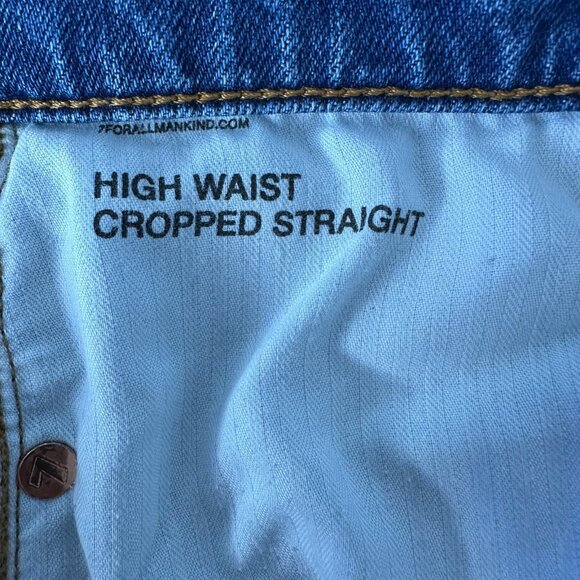 7 For All Mankind Blue Jeans High Waist Cropped Straight Size 30 - Picture 4 of 12